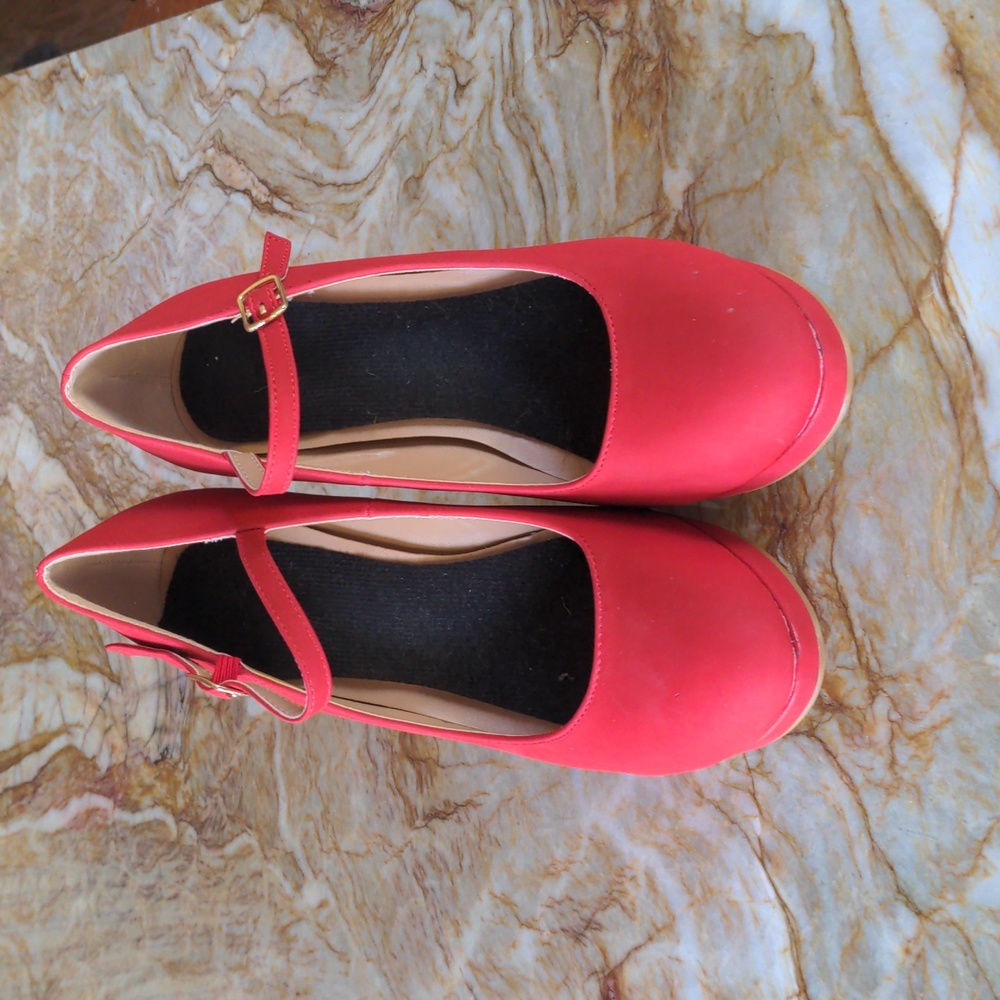 JG Mary Jane Red Platform Heels Pumps Shoes-8.5